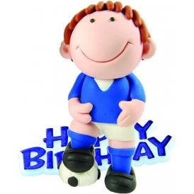 Blue Footballer and Motto Cake Topper