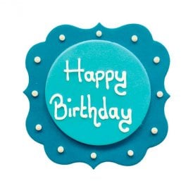Blue Happy Birthday Sugarcraft Plaque