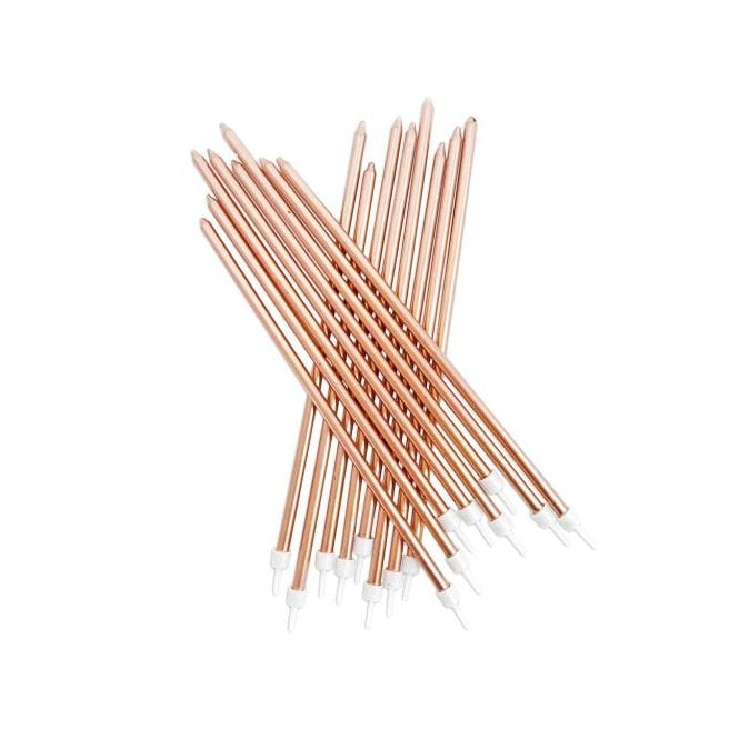 Anniversary House Extra Tall Candles Metallic Rose Gold with Holders