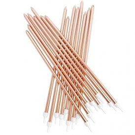 Extra Tall Candles Metallic Rose Gold with Holders