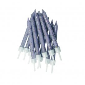 Glitter Candles Lilac with Holders - Pack of 12