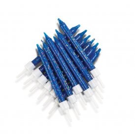 Glitter Candles Navy with Holders - Pack of 12