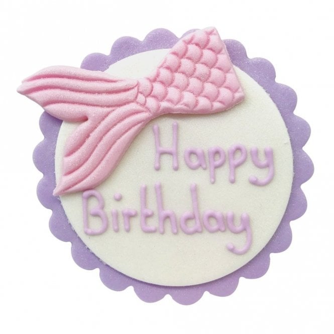 Anniversary House Mermaid Tail Happy Birthday Sugarcraft Plaque