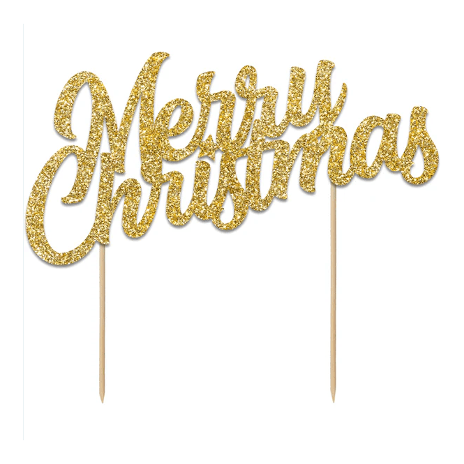 Anniversary House Merry Christmas Glitter Cake Topper