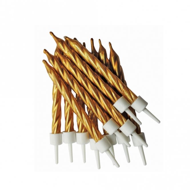 Anniversary House Metallic Candles Gold with Holders - Pack of 12