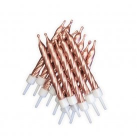 Metallic Candles Rose Gold with Holders - Pack of 12