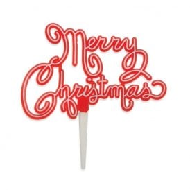 Nostalgic Script Motto Cake Topper - Red