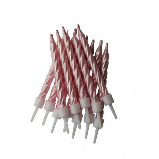 Anniversary House Pearlescent Candles Pink with Holders