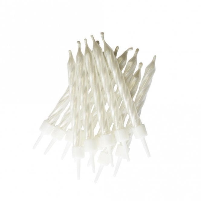 Anniversary House Pearlescent Candles White with Holders