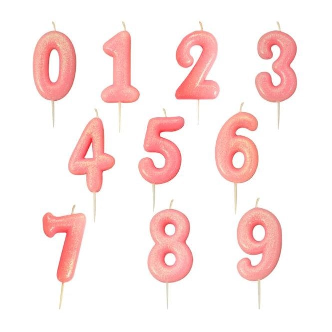Anniversary House Pink Glitter Birthday Number Candle