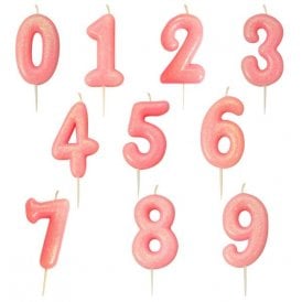 Pink Glitter Birthday Number Candle