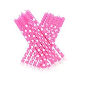 Polka Dot Tall Candles Pink with Holders