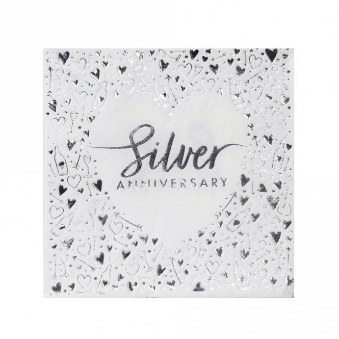 Anniversary House Silver Anniversary Lunch Napkins - 16 Pack