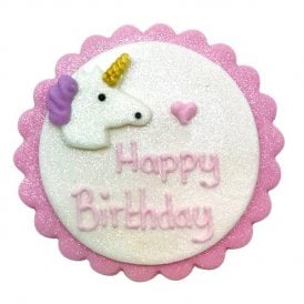 Unicorn Happy Birthday Sugarcraft Plaque