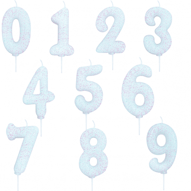 Anniversary House White Glitter Birthday Number Candle