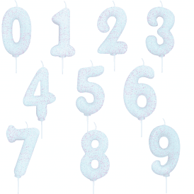 White Glitter Birthday Number Candle