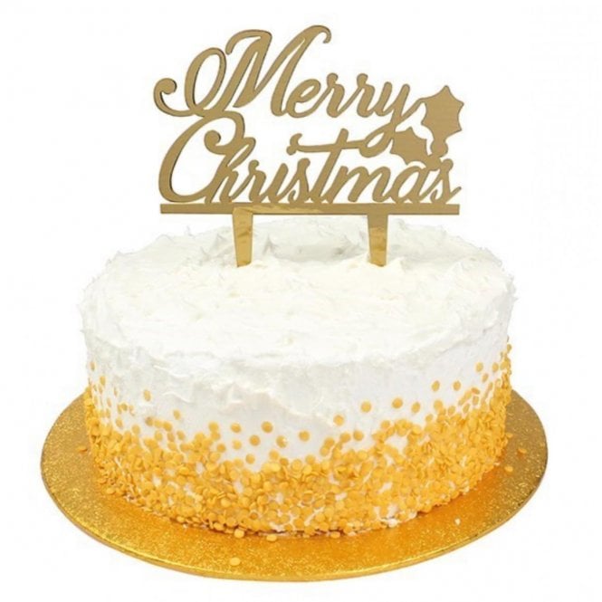 Cake Star Merry Christmas Gold Acrylic Cake Topper