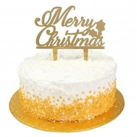 Merry Christmas Gold Acrylic Cake Topper