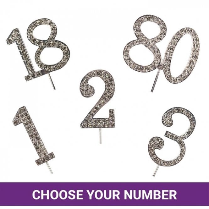 Cake Star Silver Diamante Number Topper