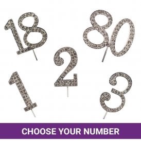 Silver Diamante Number Topper