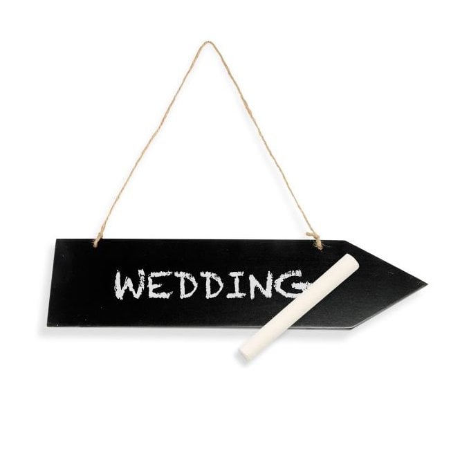 Club Green Large Wooden Blackboard Arrow with Chalk Plaque
