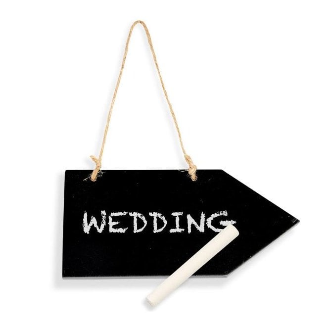 Club Green Small Wooden Blackboard Arrow Plaque with Chalk 