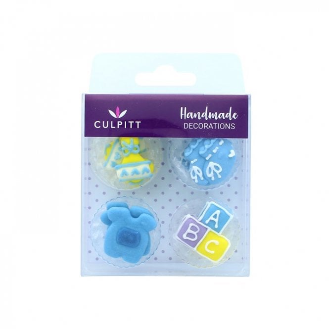 Culpitt 12 ABC Blue Baby Sugar Decorations