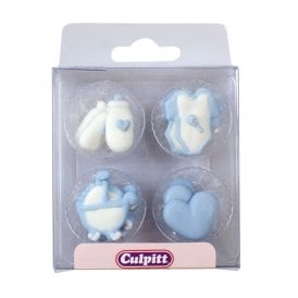 12 Baby Blue Sugar Decorations