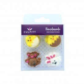 12 Easter Chick & Bunny Sugar Decorations