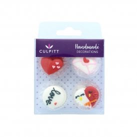 12 Love Letter & Heart Sugar Decorations