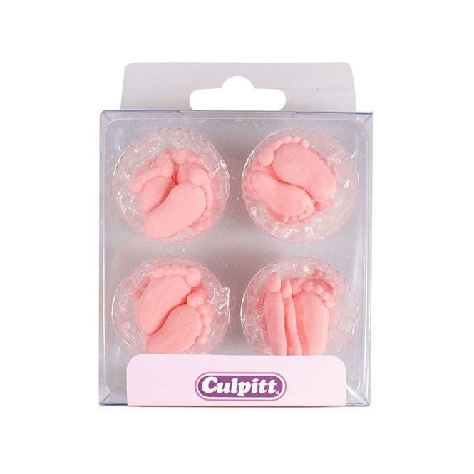 Culpitt 12 Pink Feet Sugar Decorations