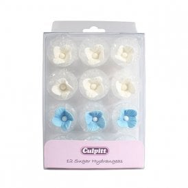 12 Sugar Hydrangea Flowers Blue and White
