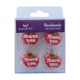 12 Thank You Apple Teacher Sugar Decorations