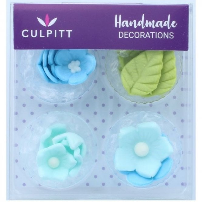 Culpitt 16 Blue Flower & Leaves Sugar Decoration