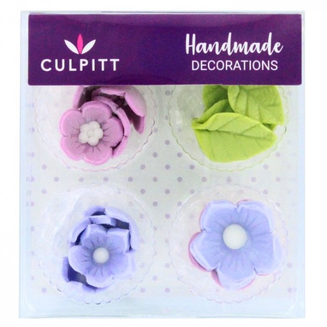 Culpitt 16 Lilac Flower & Leaves Sugar Decorations