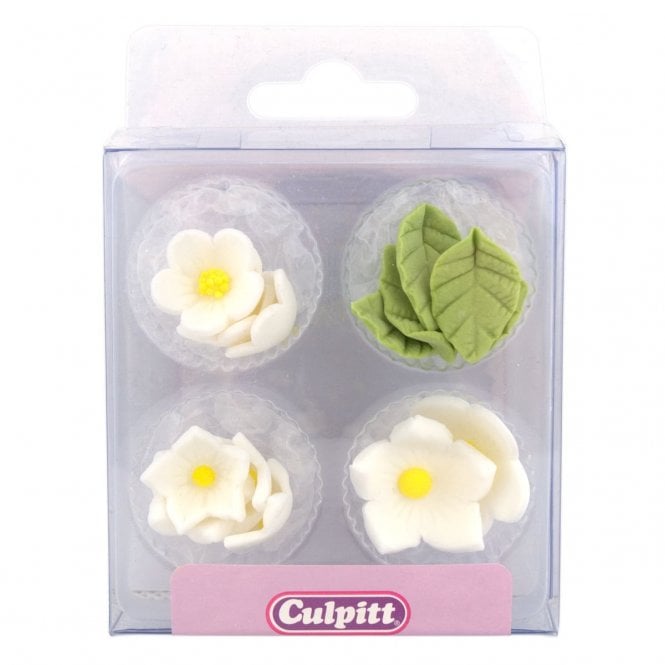 Culpitt 16 White Flower & Leaves Sugar Decoration