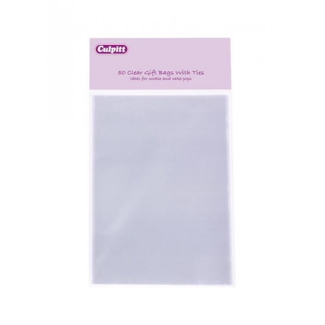 Culpitt 50 Clear Gift Bags With Ties 120mm x 170mm