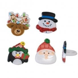 Christmas Novelty Rings - Pack of 8