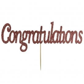 Congratulations Topper - Rose Gold Glitter