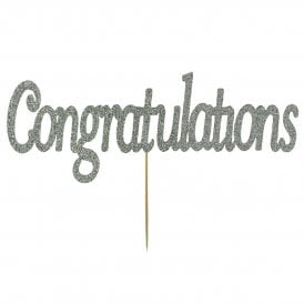 Congratulations Topper - Silver Glitter
