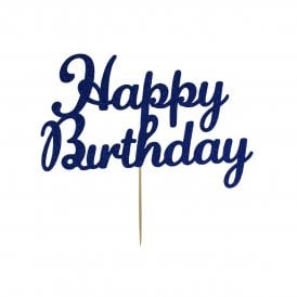 Happy Birthday Blue Glitter Cake Topper 