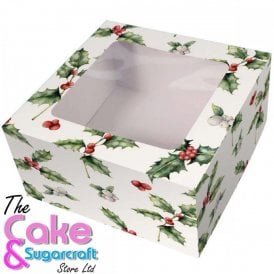 Holly Christmas Cake Box 8"