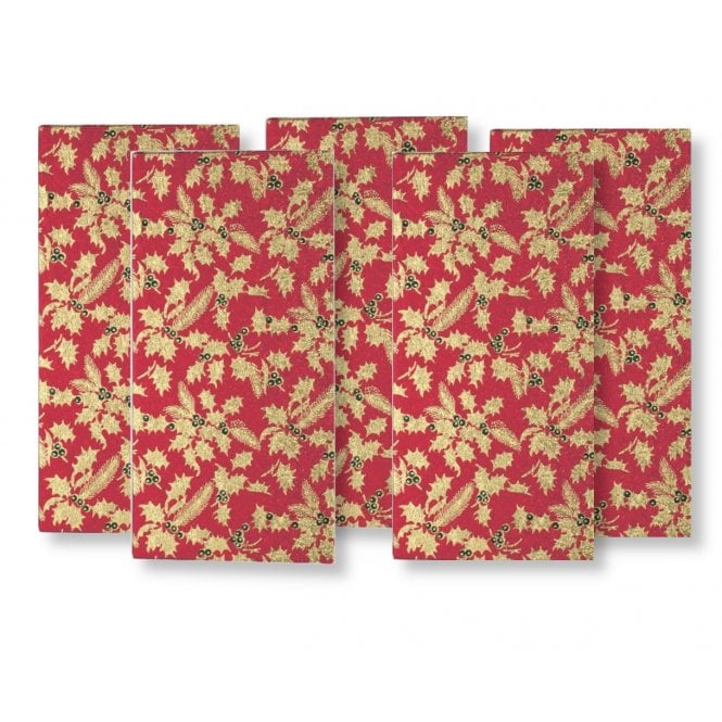 Culpitt Red And Gold Holly Log Cake Card 8'' X 4'' Pack of 5