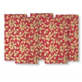 Red And Gold Holly Log Cake Card 8'' X 4'' Pack of 5