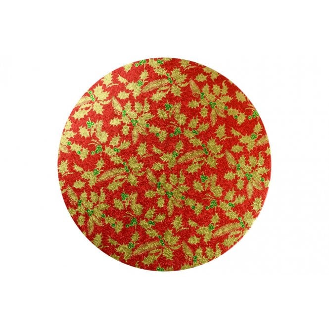 Culpitt Red Holly Cake Drum 10 inch Round
