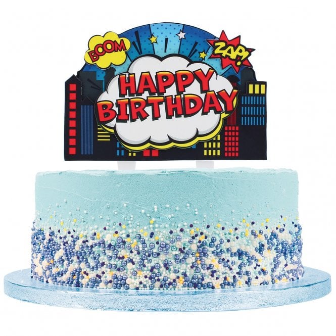 Culpitt Sugar Superhero Happy Birthday Cake Decoration Topper