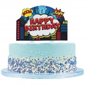 Sugar Superhero Happy Birthday Cake Decoration Topper