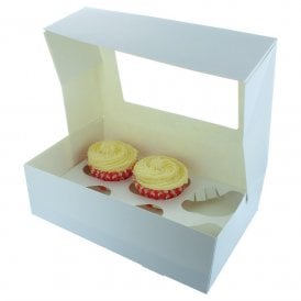 White 6 Hole Cupcake or Muffin Box 25 Pack