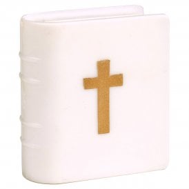 White Bible with Gold Cross Communion or Christening