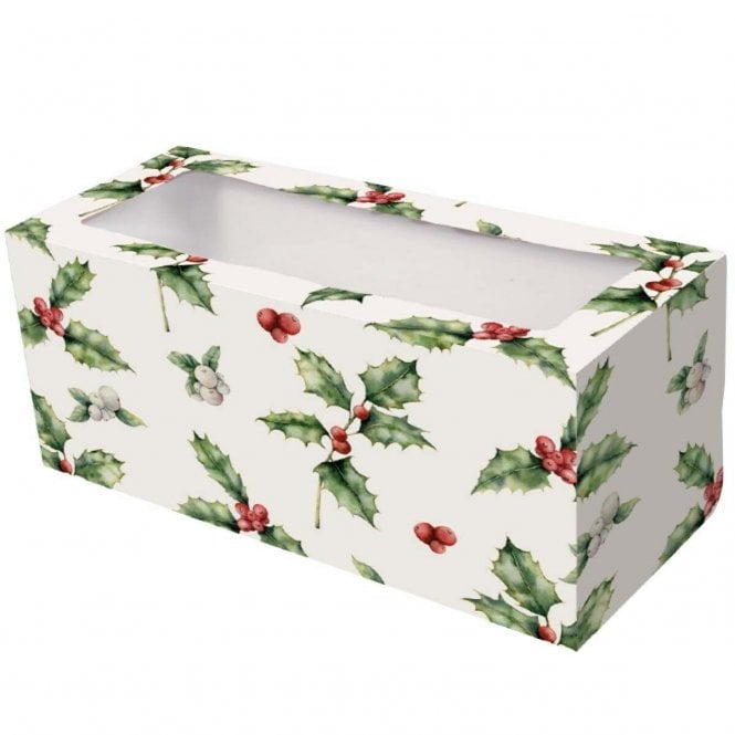Culpitt White Holly Christmas Cake Log Box 
